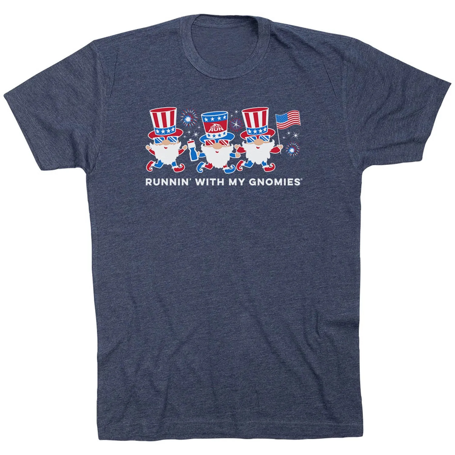 Running Short Sleeve T-Shirt - Runnin' With My Patriotic Gnomies Thermal Regulating Layer Soft Breathable