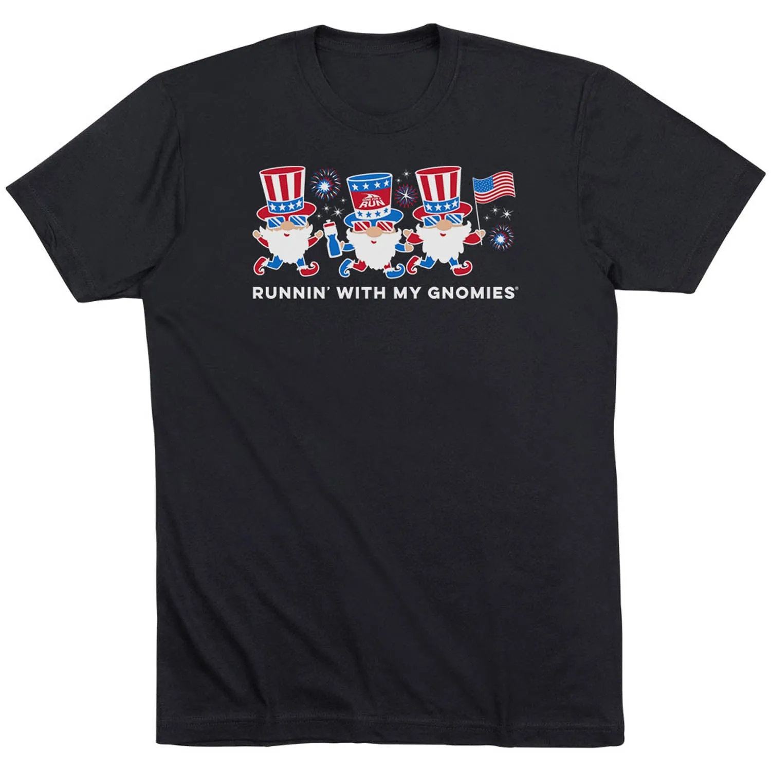 Running Short Sleeve T-Shirt - Runnin' With My Patriotic Gnomies Casual Chic Look Moisture Wicking Technology