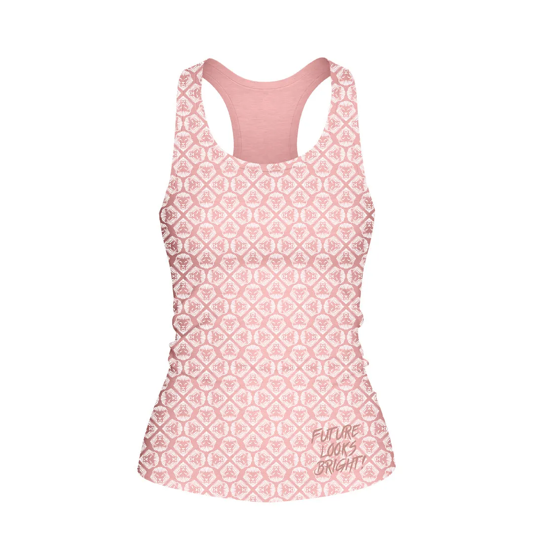 Women's Future Looks Bright Blush Lion Pattern Print Performance Midi Tank High Density Fabric