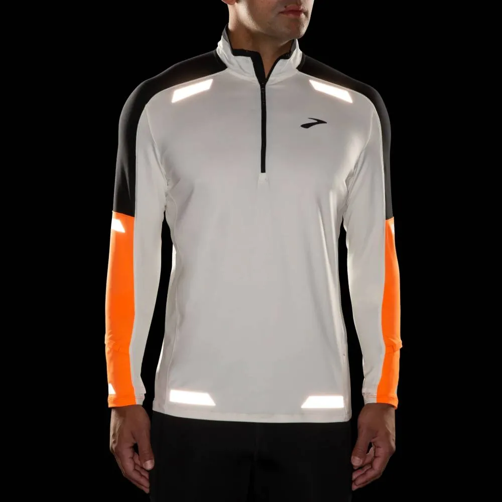 family gathering Brooks Run Visible 1/2 Zip 2.0 (Mens) - Ecru/Fluoro Flash/Black