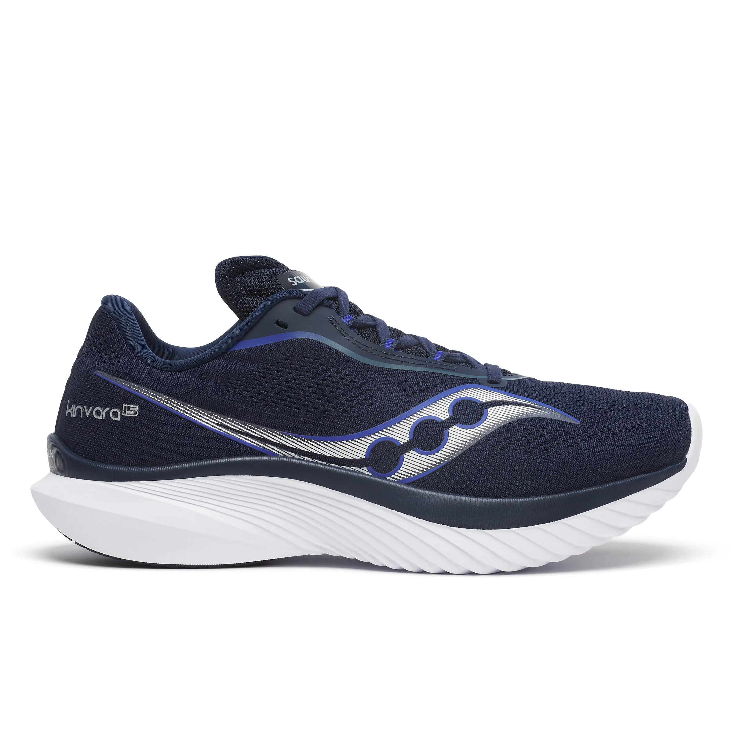 Men's Kinvara 15 (241 - Navy/White) padded tongue shoes Compression Molded Midfoot