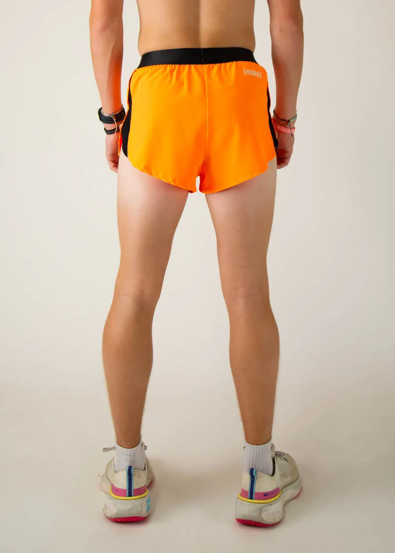 Men's Neon orange 2" Split Shorts Beach Vacation LightweightFabric