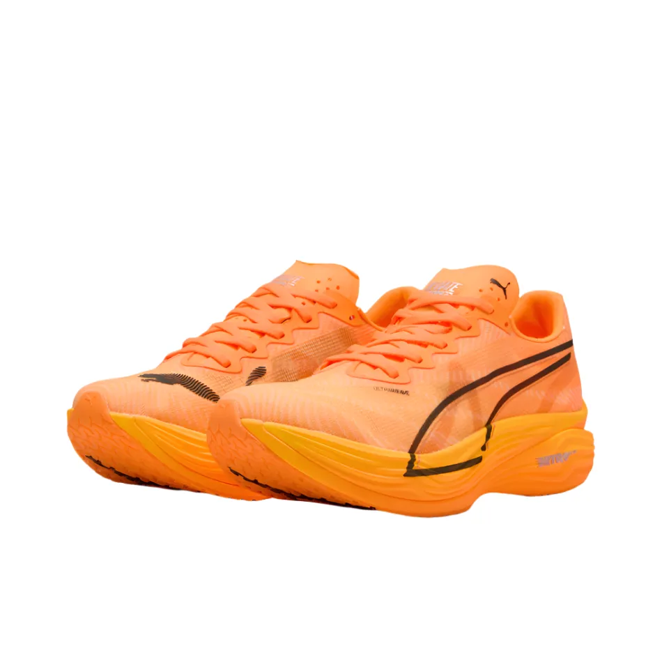 PUMA Men's Deviate NITRO Elite 3 Running Shoes in Heat Fire/PUMA Black AW25 Foot Shape Toe Box