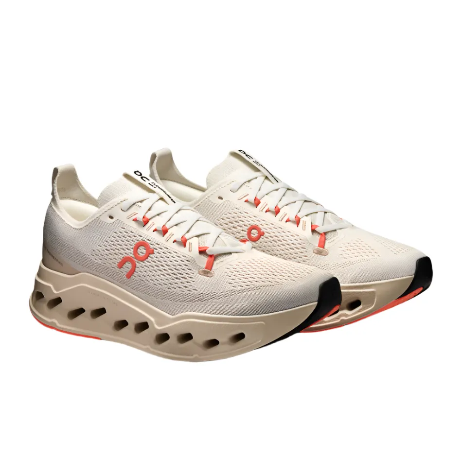 On Men's Cloudsurfer Max Running Shoes in Ivory/Salmon AW25 Tread Pattern Optimization