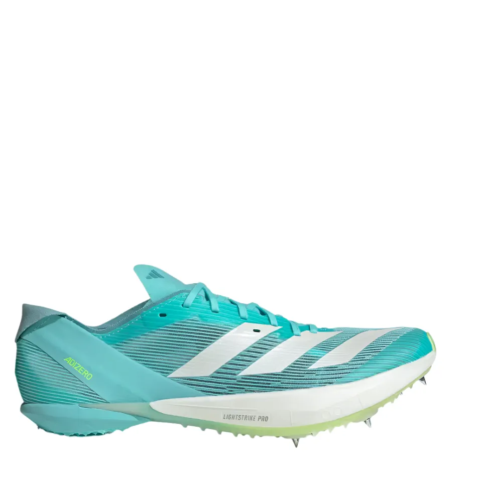 packable shoes Impact Diffusion Midsole Adidas Unisex Adizero Ambition Track Running Spikes in Flash Aqua/Zero Metalic/Lucid Lemon AW25