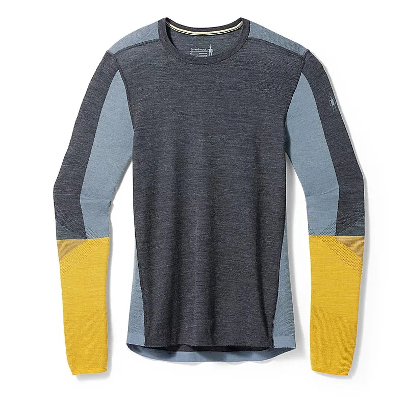 Men's Intraknit? Thermal Merino Base Layer Colorblock Crew (M37 - Charcoal-Honey Gold) SoftenedEdges