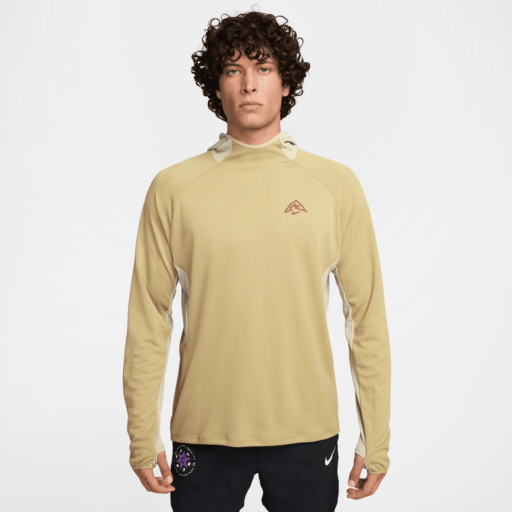 Men's Trail Dri-FIT UV Hooded Running Top (297 - Parachute Beige/Desert Khaki/Cinnamon) One-Piece Wear