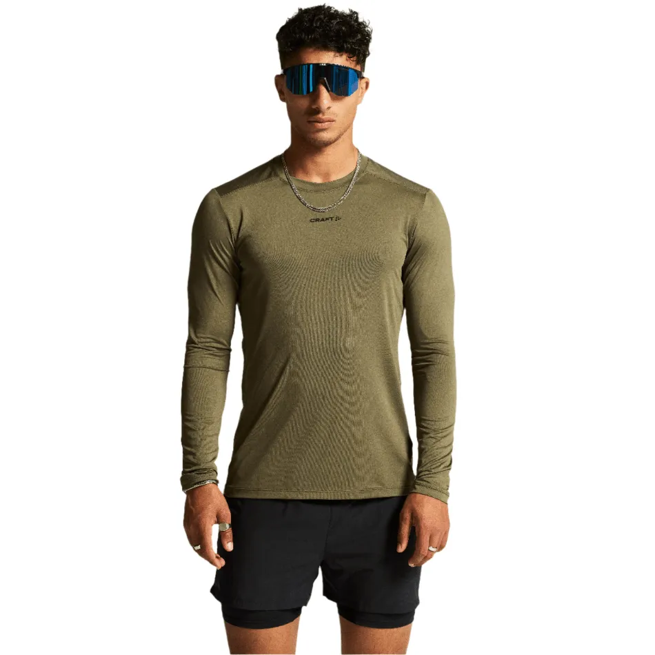 Craft Men's ADV Essence Long Sleeve Tee 2 in Rift AW24 Organic Cotton Low Profile Collar
