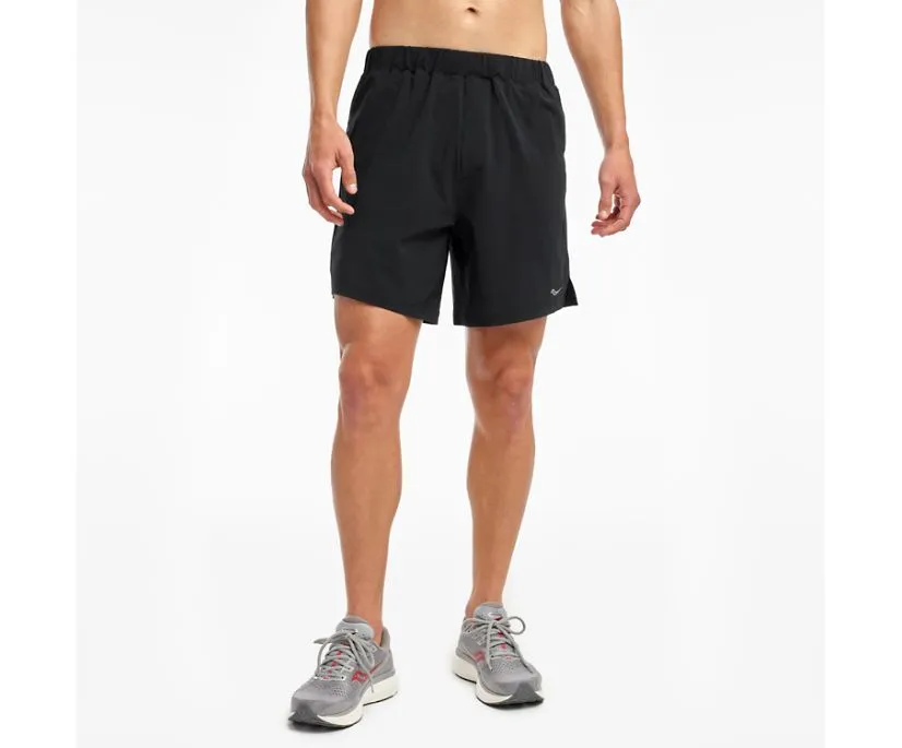 Soft Touch Smooth Flatlock Seams Saucony | Outpace 7" Short | Men's | Black
