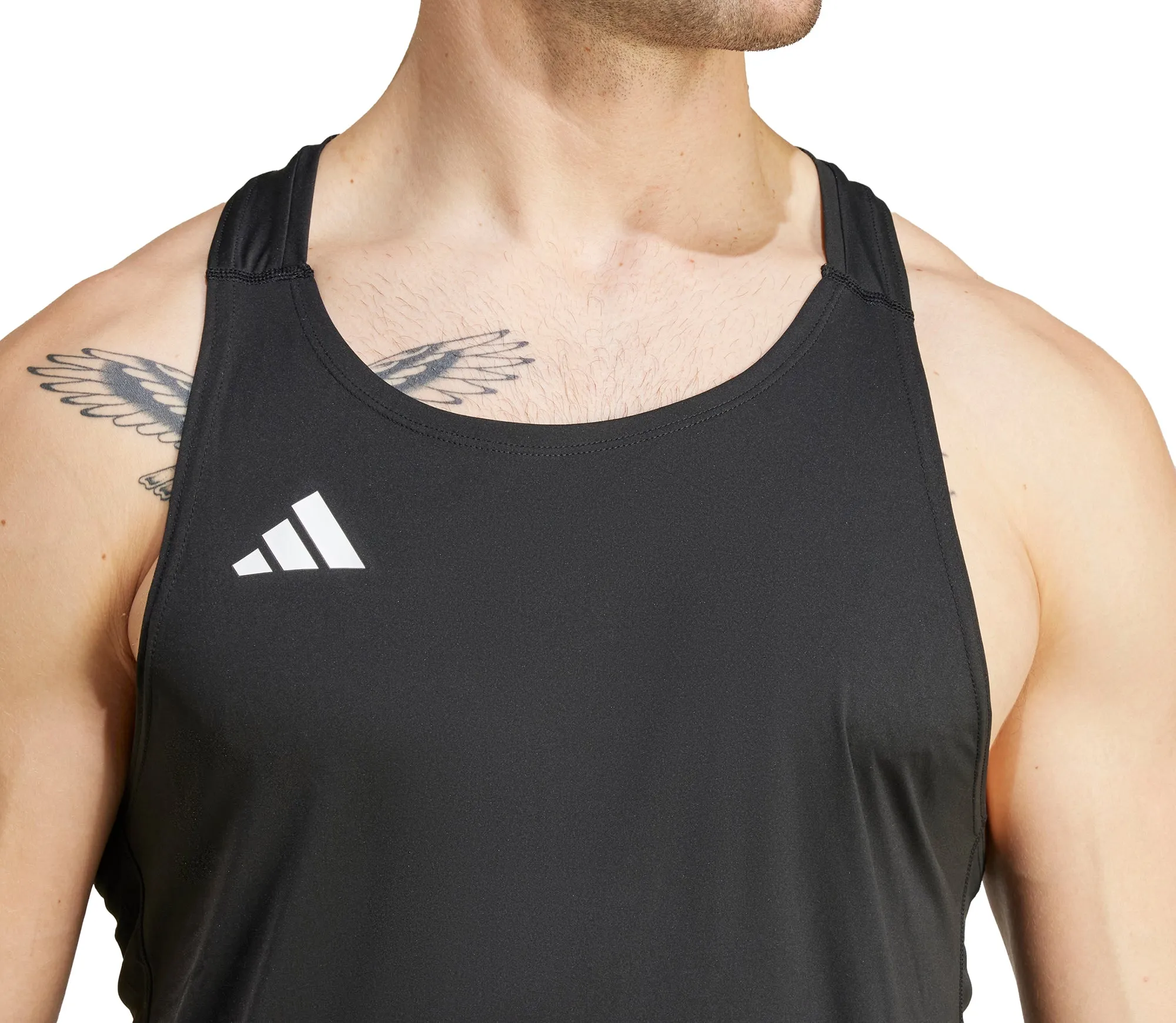 adidas Adizero Essentials Mens Running Vest - Black Contrast Binding high - performance