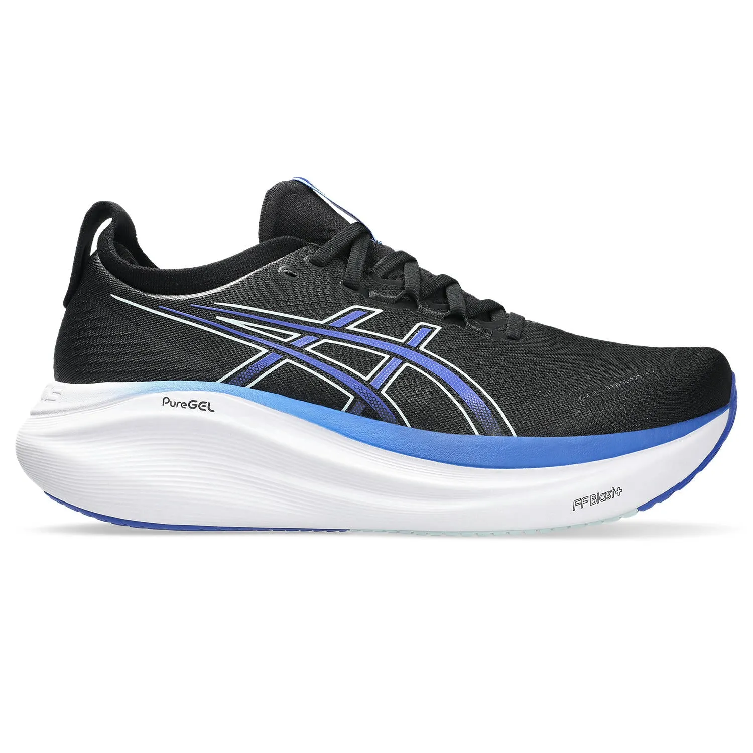 Solid - colored microfiber running option Men's Gel-Nimbus 27 (006 - Black/Dark Cobalt)