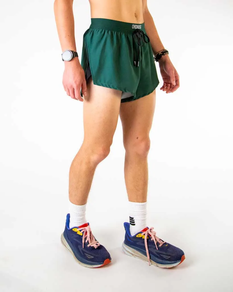 Bold Patterns Men's Forest Green 2" DS Split Shorts