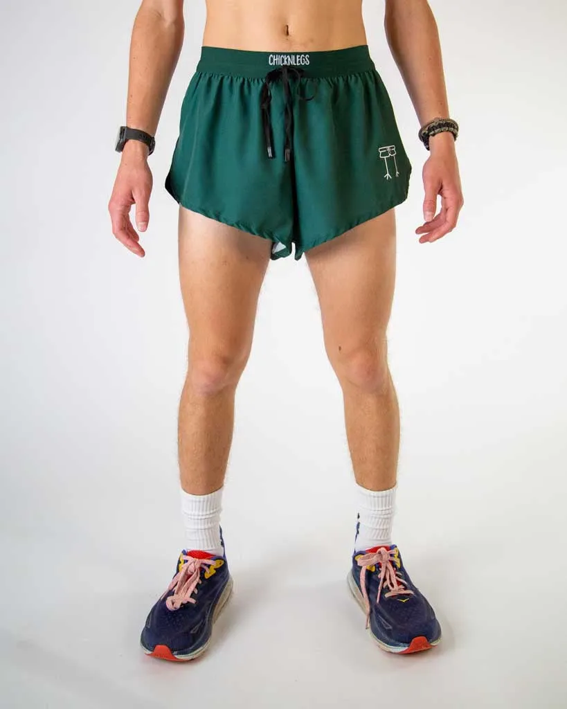 Men's Forest Green 2" DS Split Shorts Relaxed Fit