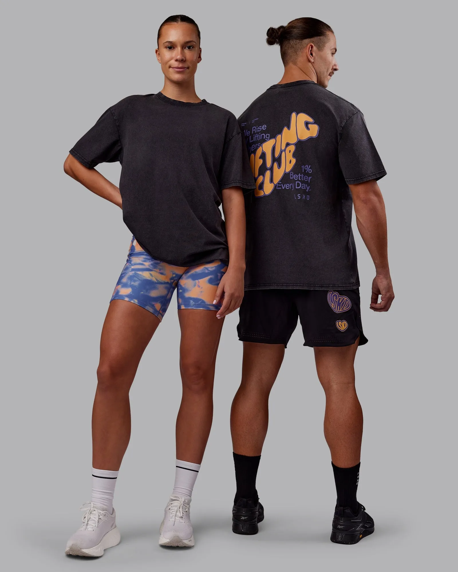 Rise & Lift Washed FLXCotton Oversized Tee - Black-Warm Apricot Sport Wear Quick Layer