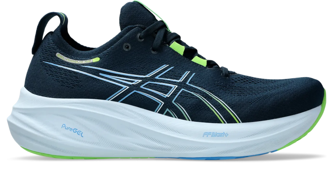breathable membrane shoes Men??s Gel-Nimbus 26 (400 - French Blue/Electric Lime)