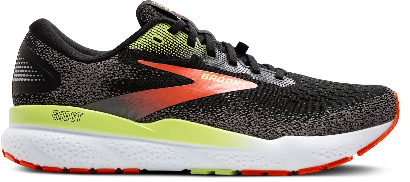modern running shoes Men's Ghost 16 GTX (049 - Black/Mandarin Red/Green)
