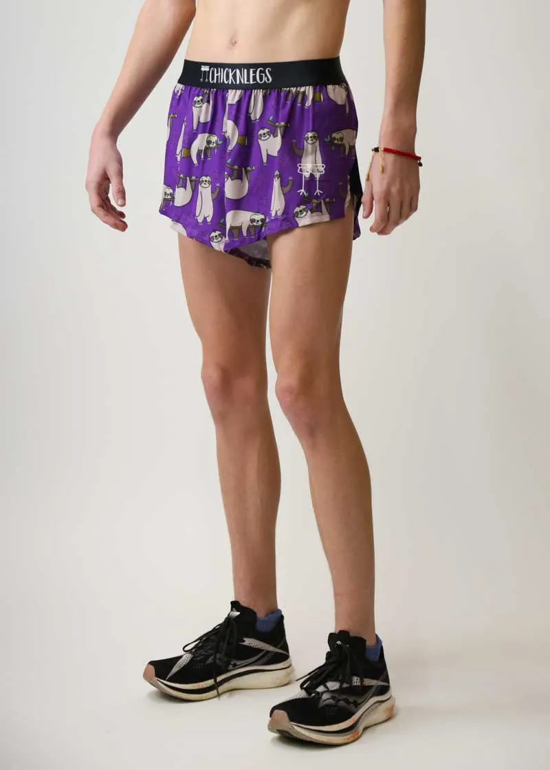 Warm Layers Simple Waist Men's Sloths 2" Split Shorts