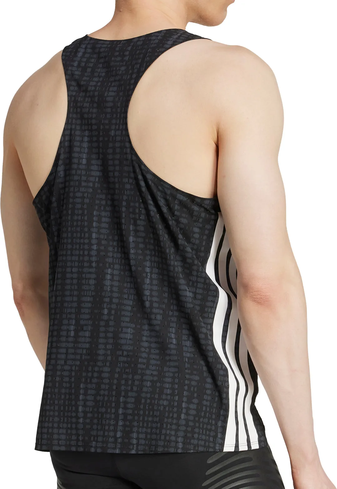 adidas Adizero Mens Running Vest - Black Double Layered Hem