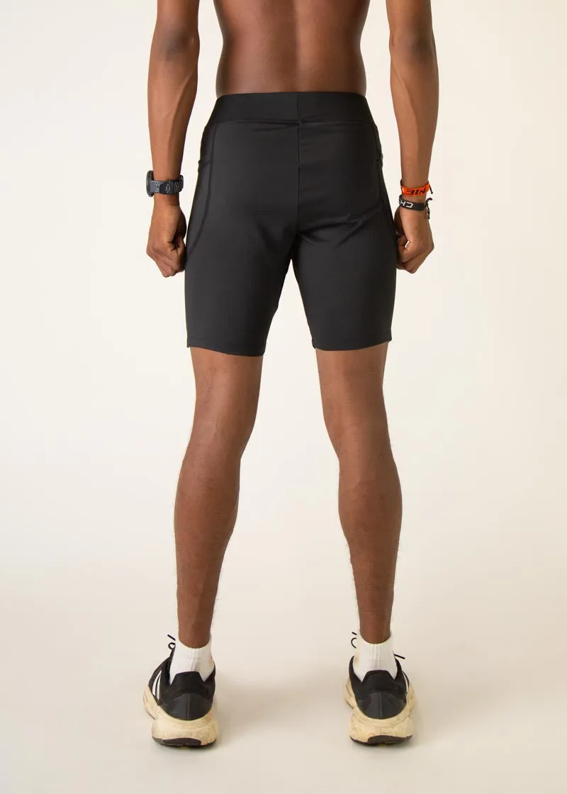 Men's Black 8" Half Tights Tall Fit Studio Practice High Comfort