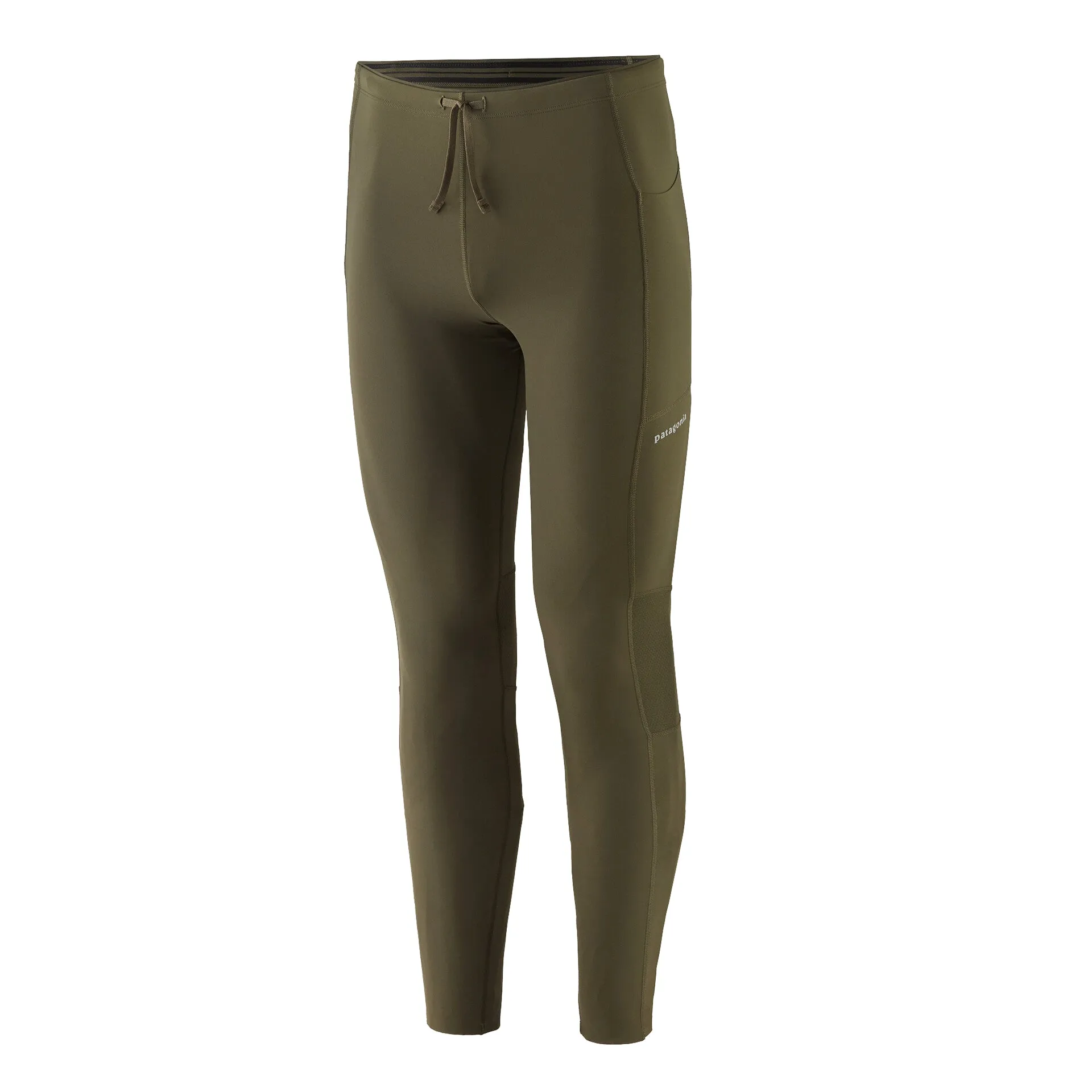 Travel Enthusiast Moisture Wicking Sleek Shape Patagonia Men's Endless Run Tight Pine Needle Green