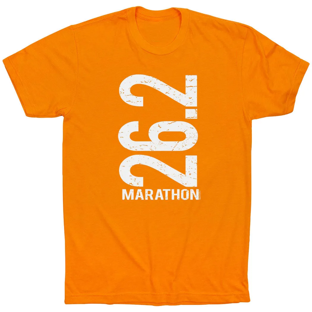 Running Short Sleeve T-Shirt - 26.2 Marathon Vertical Round neck simplicity Travel Style Trend