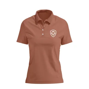 Women's Lion Shield Mocha Mousse Performance Short Sleeve Polo Lightweight Comfort Wear Timeless Style