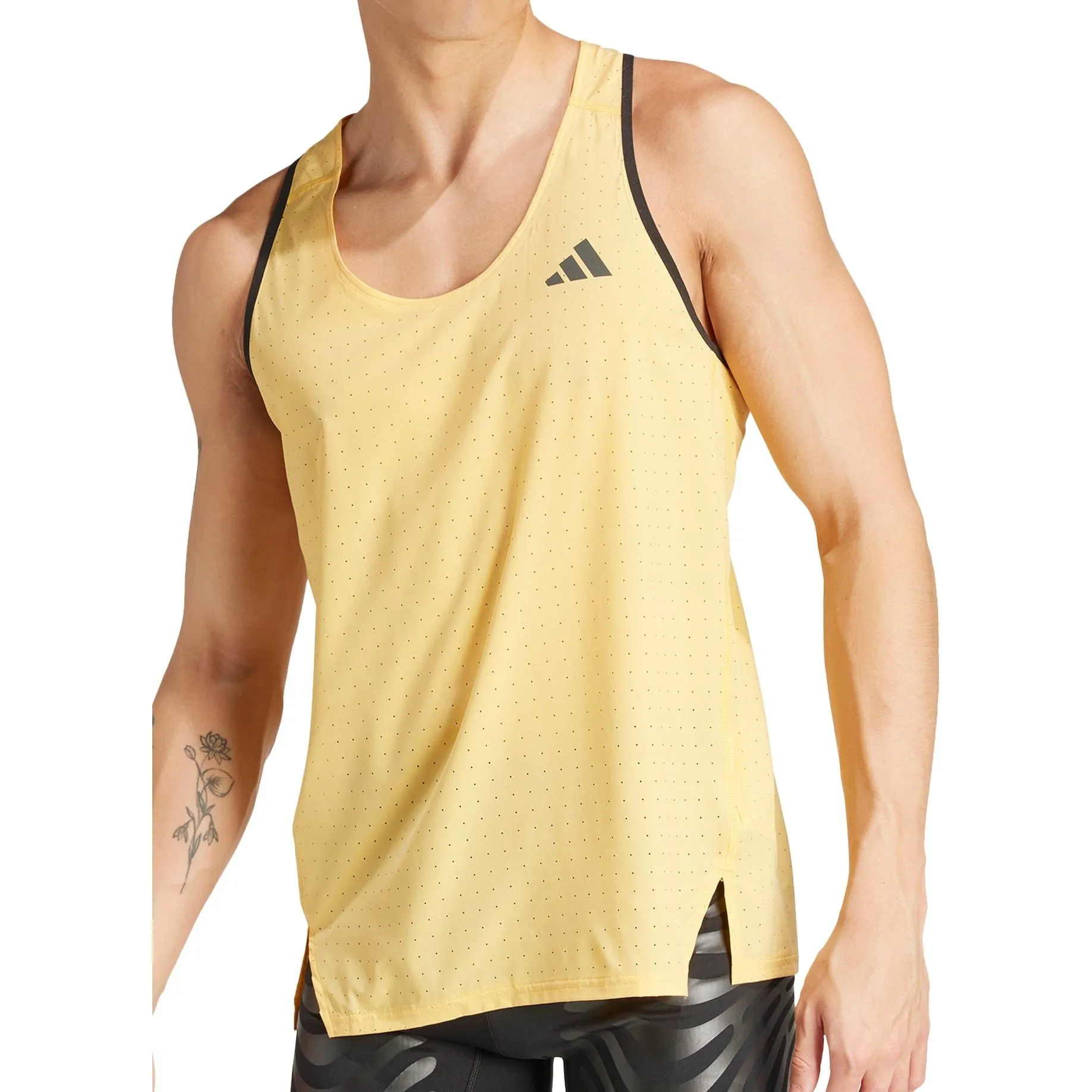 adidas Adizero Mens Running Vest - Yellow Sweat Resistant Temperature Regulation Fabric