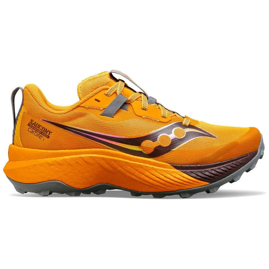vibration damping lace up trail shoes Saucony Endorphin Edge Womens Trail Running Shoes - Orange
