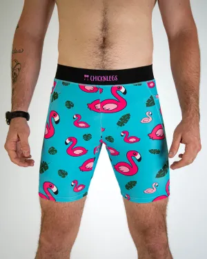 Men's Blue Flamingo 8" Half Tights Layered Paneling Sporty Fit