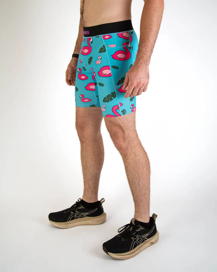 Soft Inner Lining Men's Blue Flamingo 8" Half Tights