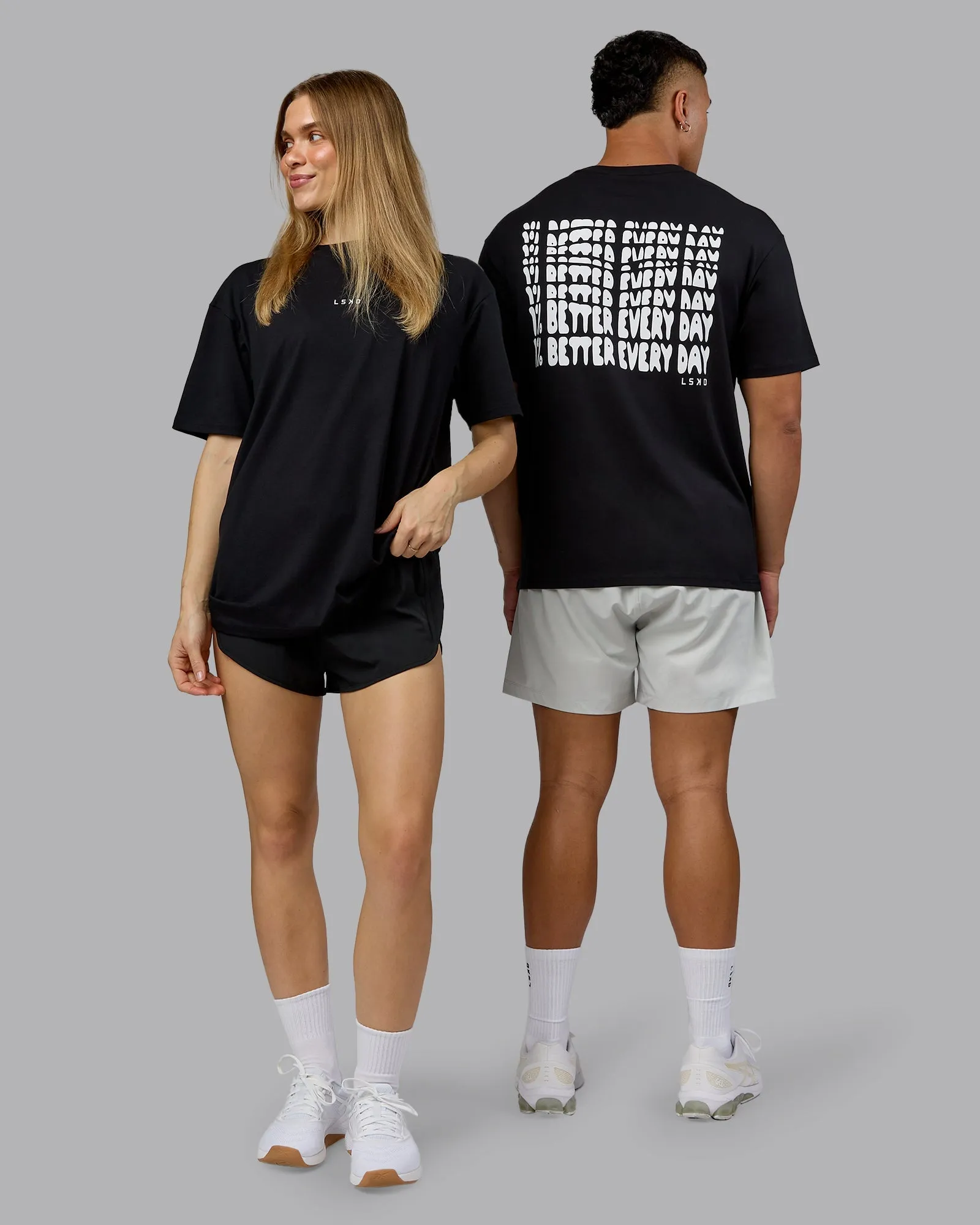 Modern Layer Fuzz Free Surface On Repeat FLXCotton Oversized Tee - Black-White