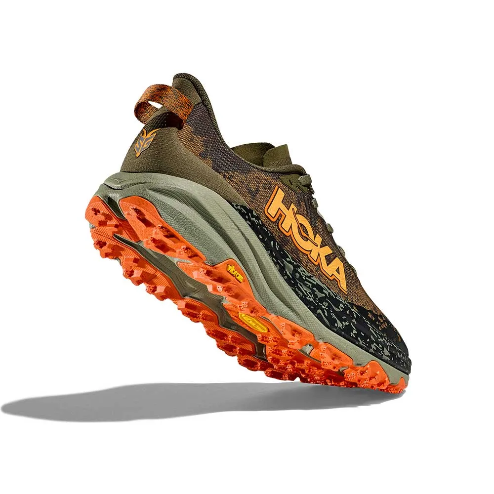 rainproof trail shoes Ergonomic Foot Arch Men's Speedgoat 6 Trail Running Shoe - Antique Olive/Squash - Regular (D)