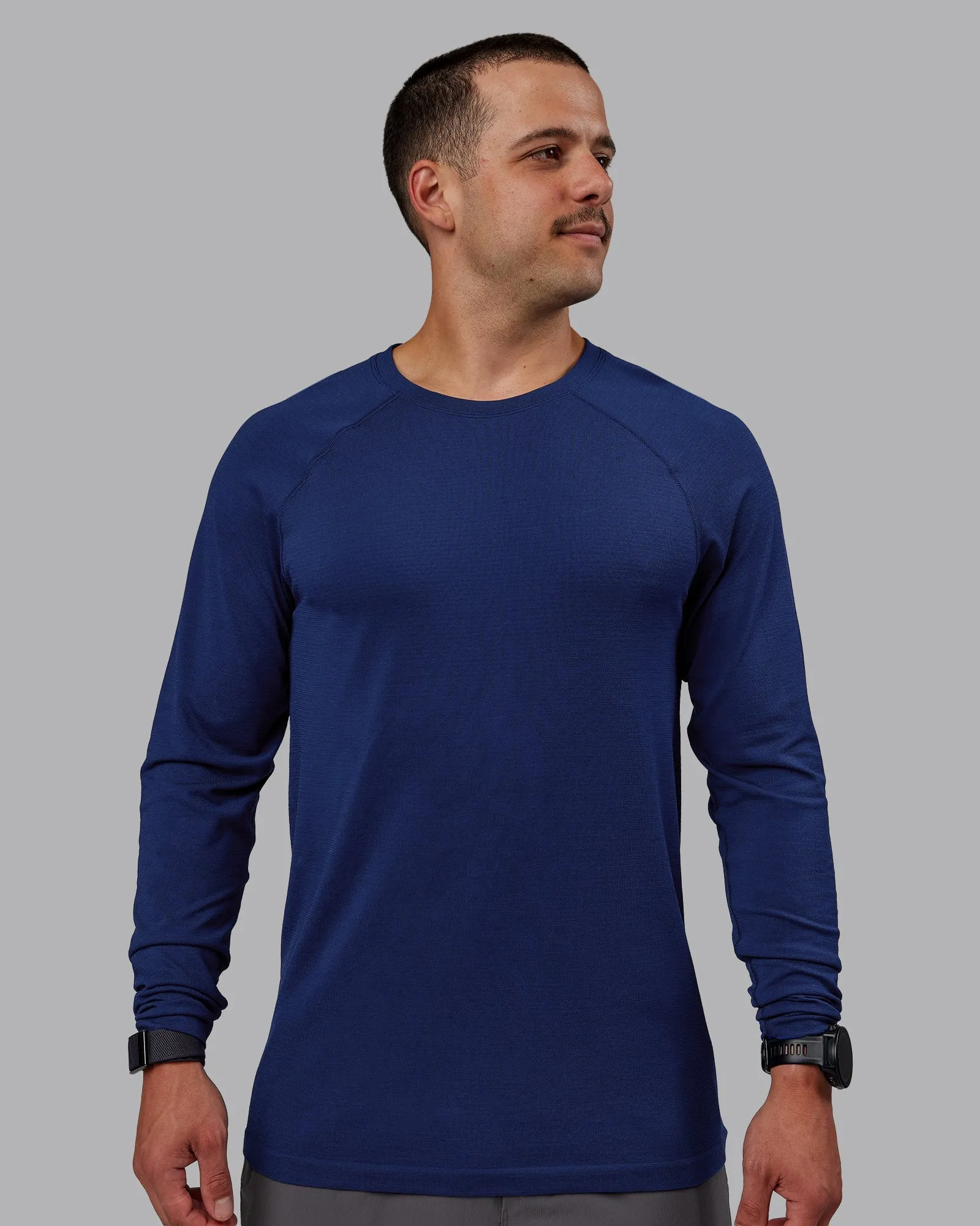 AeroFLX  Seamless Long Sleeve Tee - Midnight Blue/Midnight Blue Eco Friendly Dye