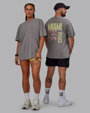 High-Quality Cotton Athletic and Cool Unisex Miami 25 Washed FLXCotton Tee Oversize - Storm Front-Lemon Fizz
