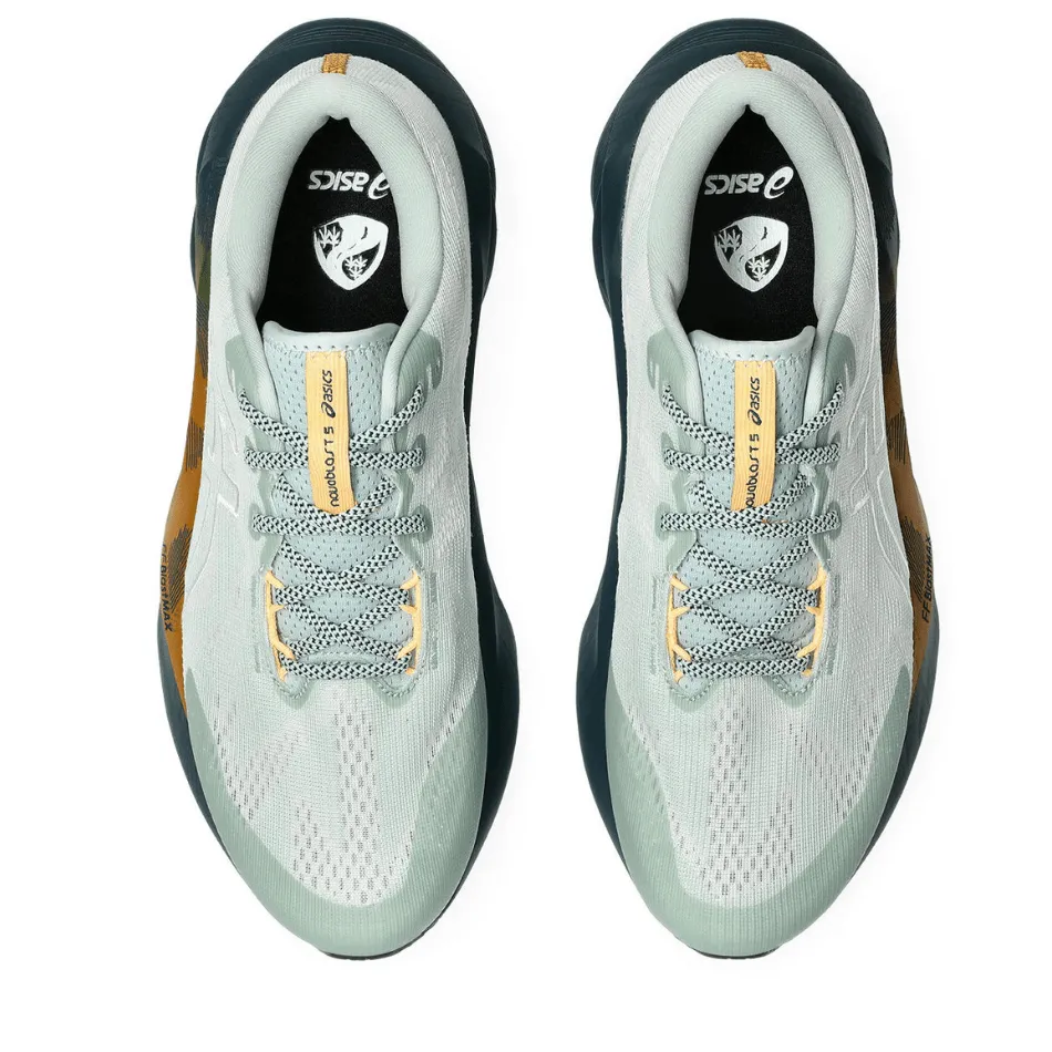 Foam Boundary Structure Professional athlete ASICS Men's NOVABLAST 5 TR Running Shoes in Nature Bathing/Lichen Rock AW25