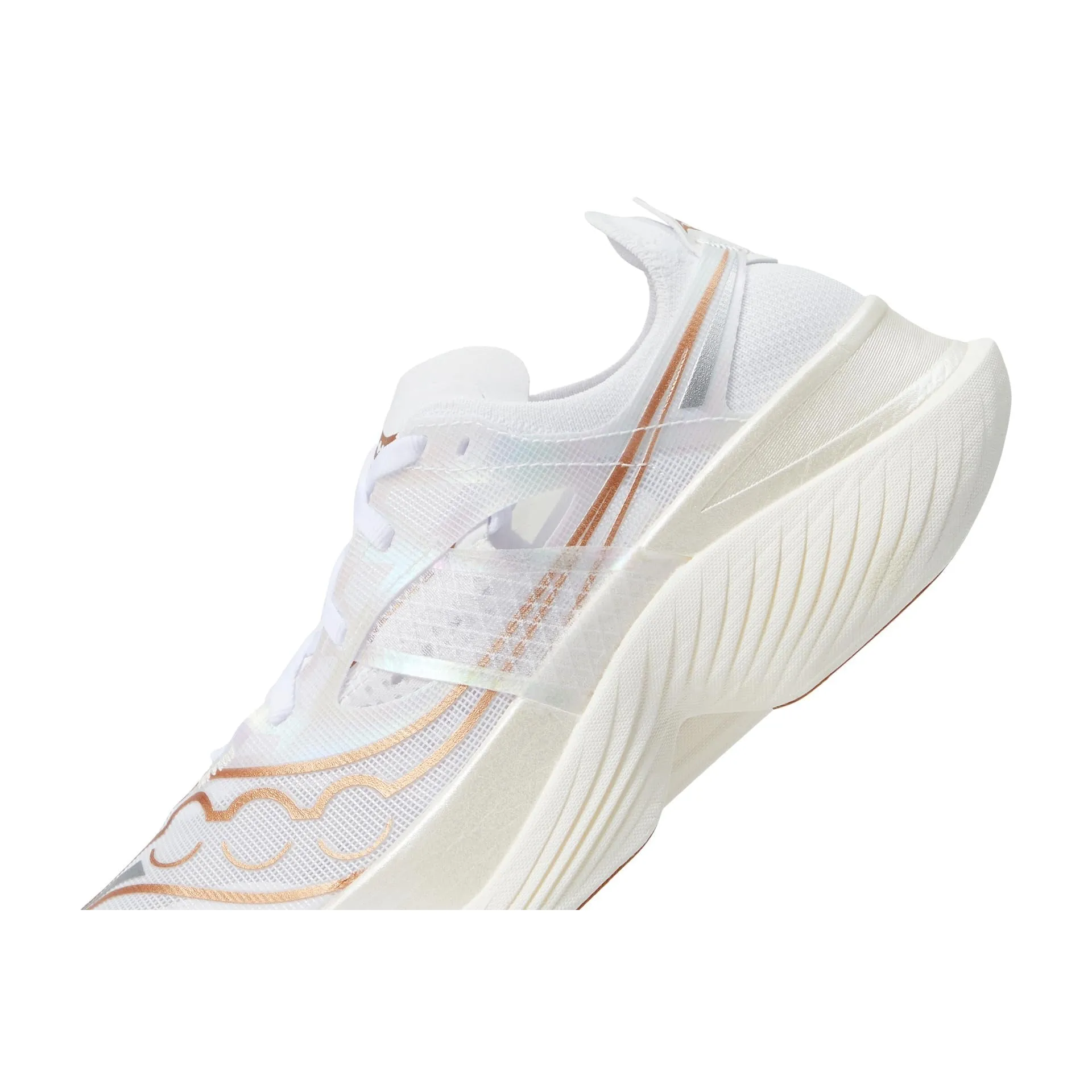 Saucony Women's Endorphin Elite (White/Gold) logo - embroidered shoes weight - training