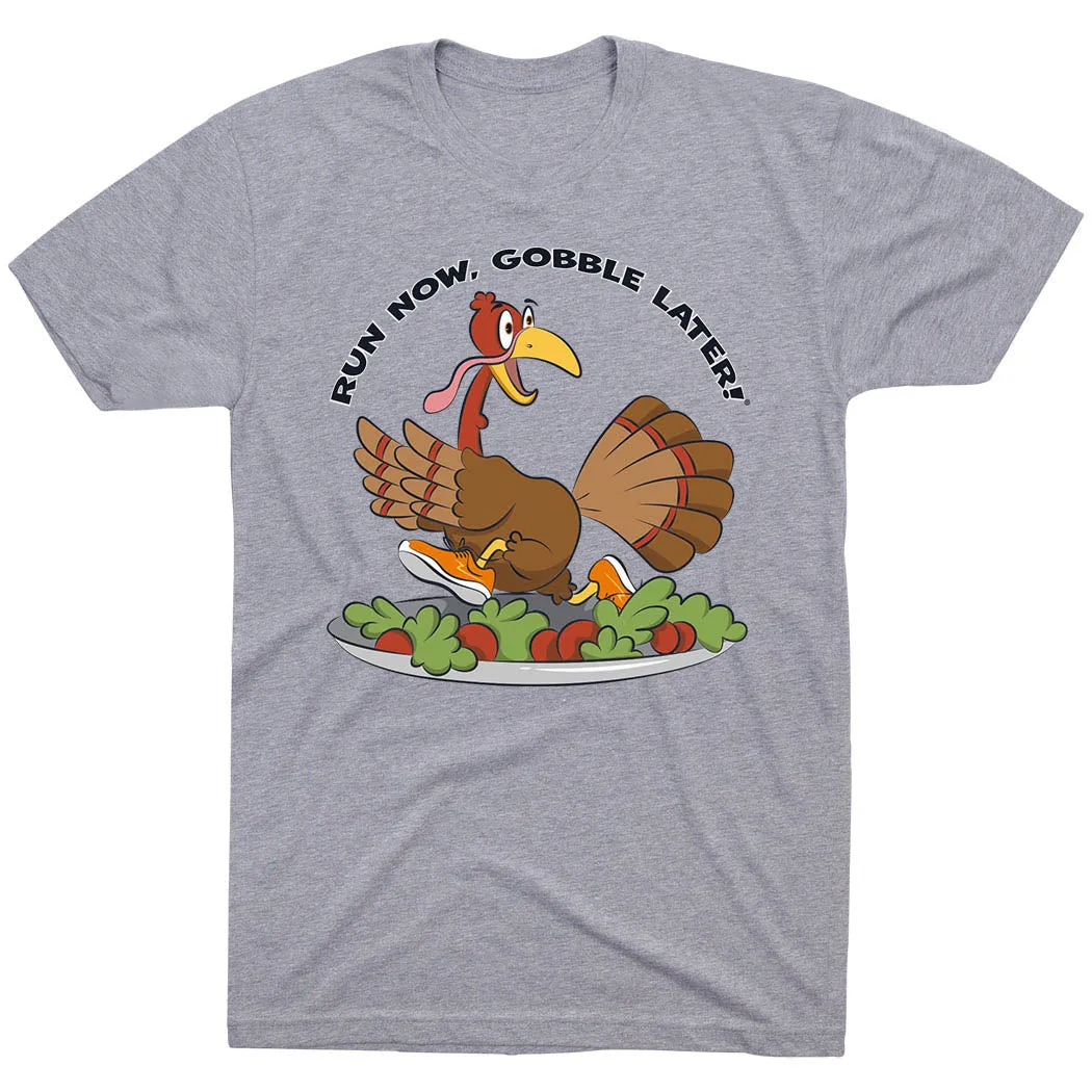 Layered Look Running Short Sleeve T-Shirt - Run Now Gobble Later?