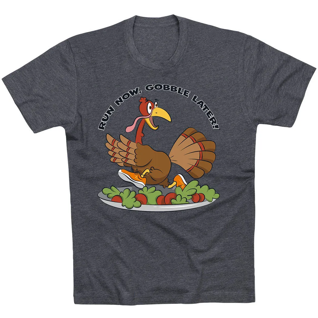Unisex Fit Running Short Sleeve T-Shirt - Run Now Gobble Later?