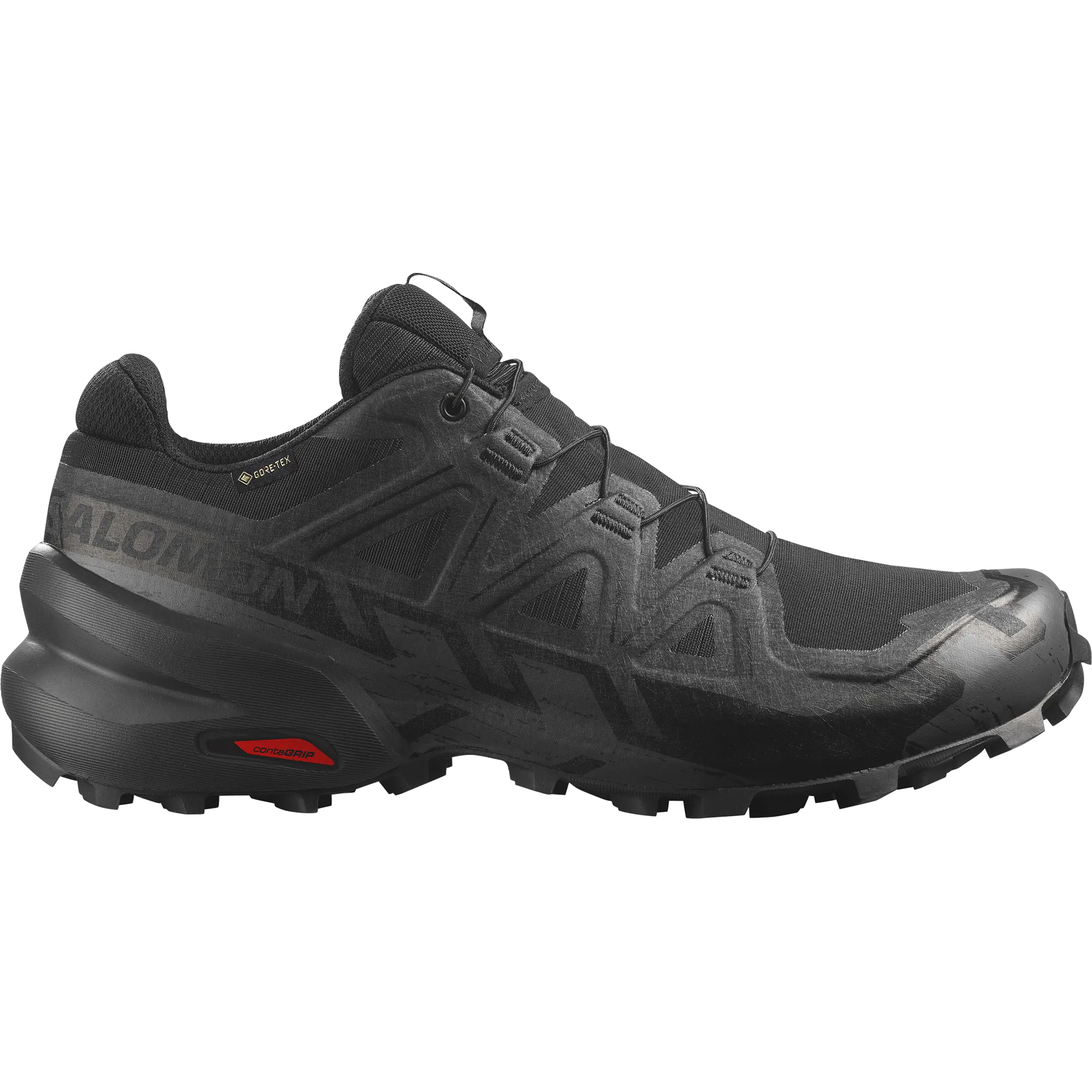 Men??s Speedcross 6 GTX (Black/Black/Phantom) Moisture Wicking Fabric Shock Absorption Midsole