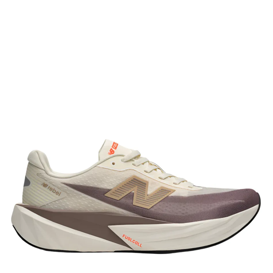 motion control shoes Style New Balance Men's Fuelcell Rebel v5 Running Shoes in Angora/Earth Shadow/Sea Salt AW25