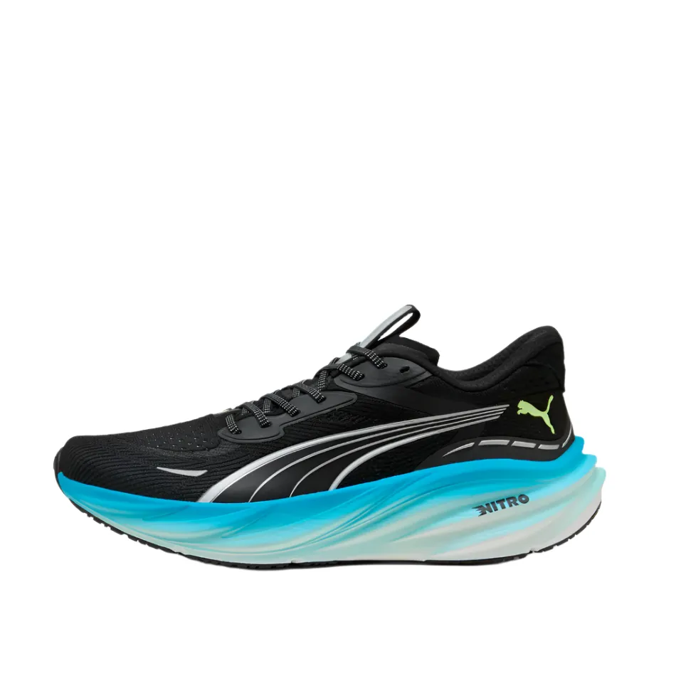 PUMA Men's Magnify NITRO 3 Running Shoes in PUMA Black/Speed Blue AW25 Seamless Ankle Collar leather - upper - quality - luxury shoes