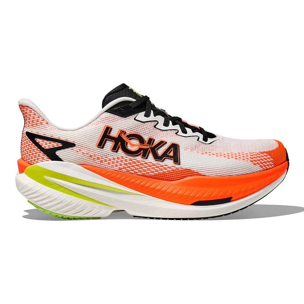 Men's Mach X 3 Running Shoe - White/Neon Tangerine - Regular (D) Triathlon Heel Stabilization Tech
