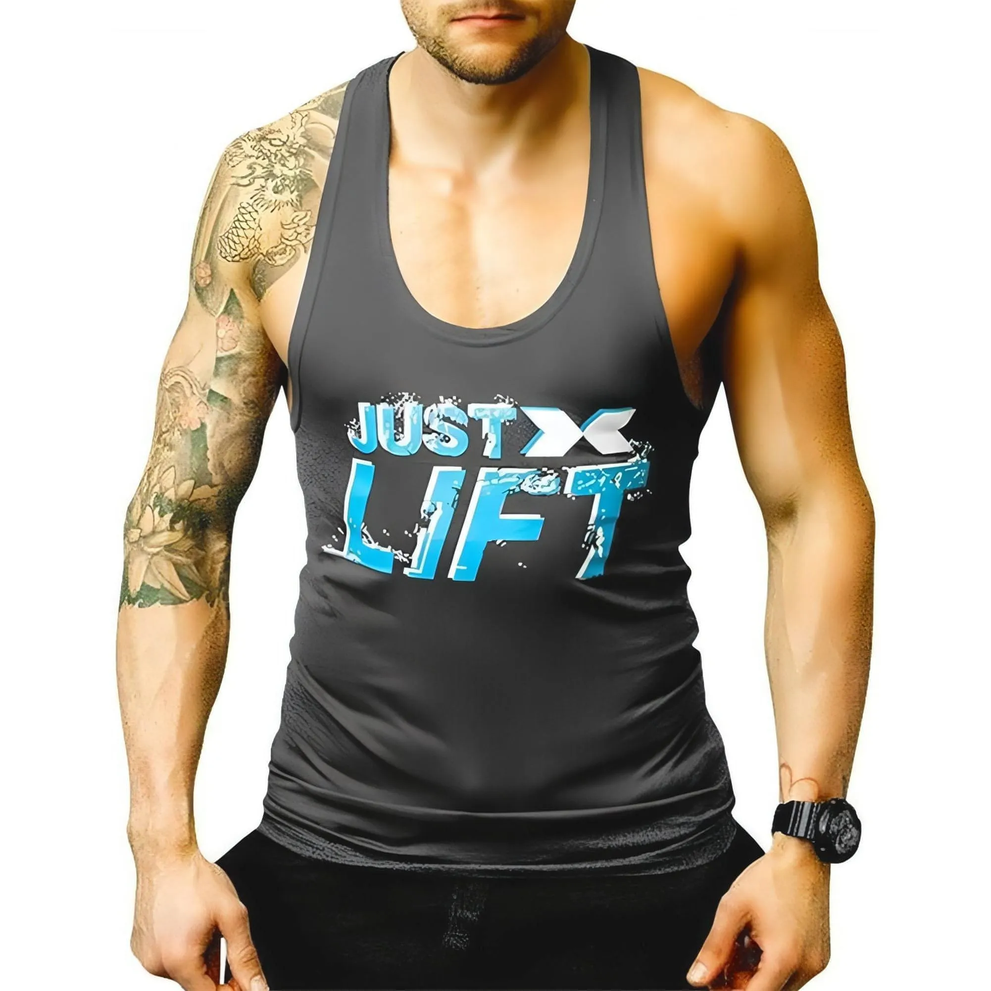 long term lease CoreX Fitness Just Lift Stringer Mens Training Vest - Grey