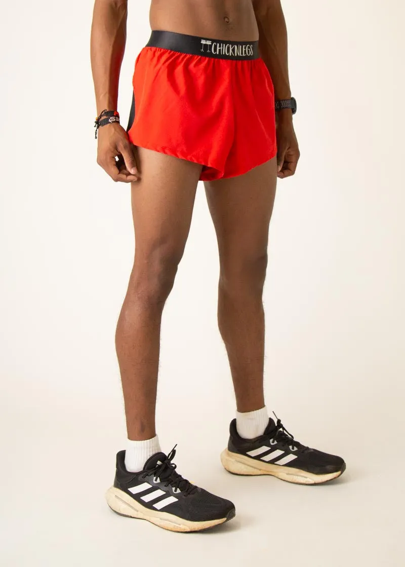 Men's Red 2" Split Shorts Preppy look khaki shorts
