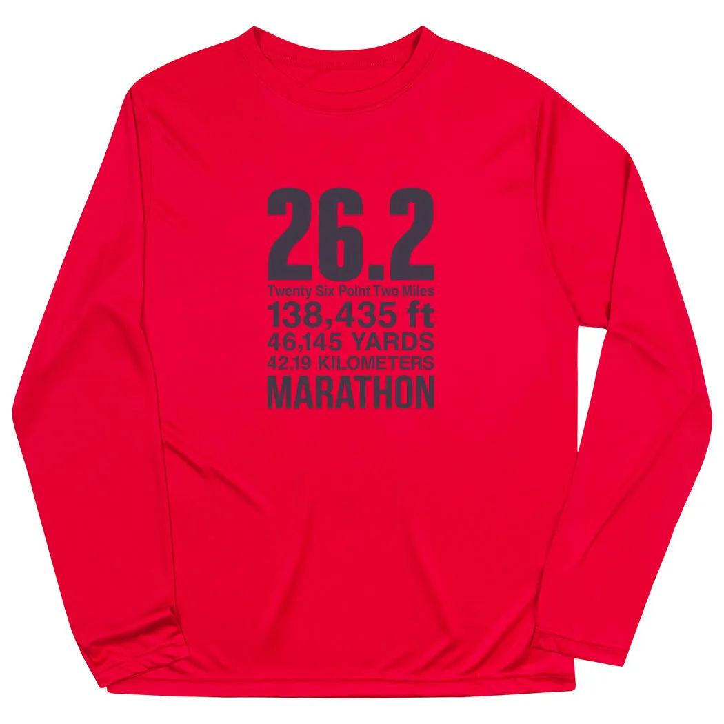 Men's Running Long Sleeve Performance Tee - 26.2 Math Miles Lightweight Fashion Travel Comfort