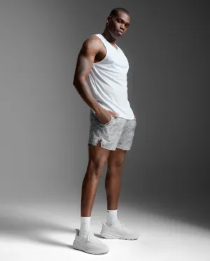 2XU Men's Aero 5 Inch Shorts | Weathervane Marble/Blk Reflect Sport Layer