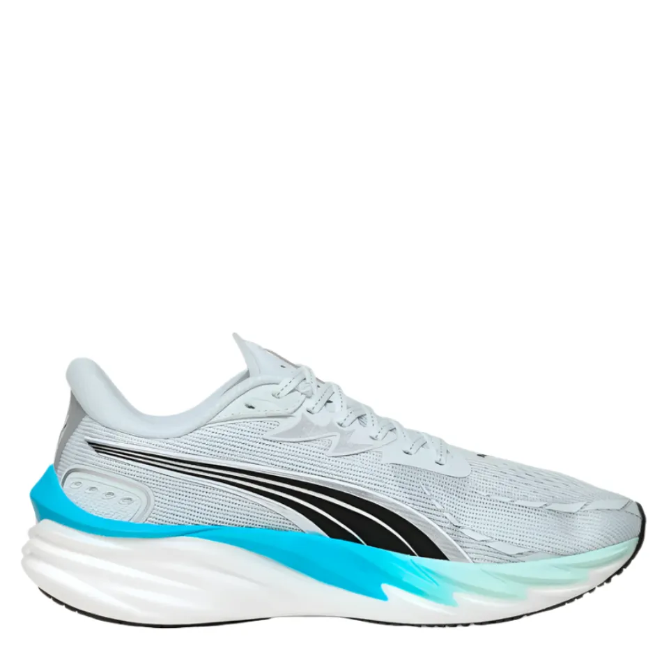 Stair Workout PUMA Men's Velocity NITRO 4 Running Shoes in Sea Glass/Speed Blue AW25
