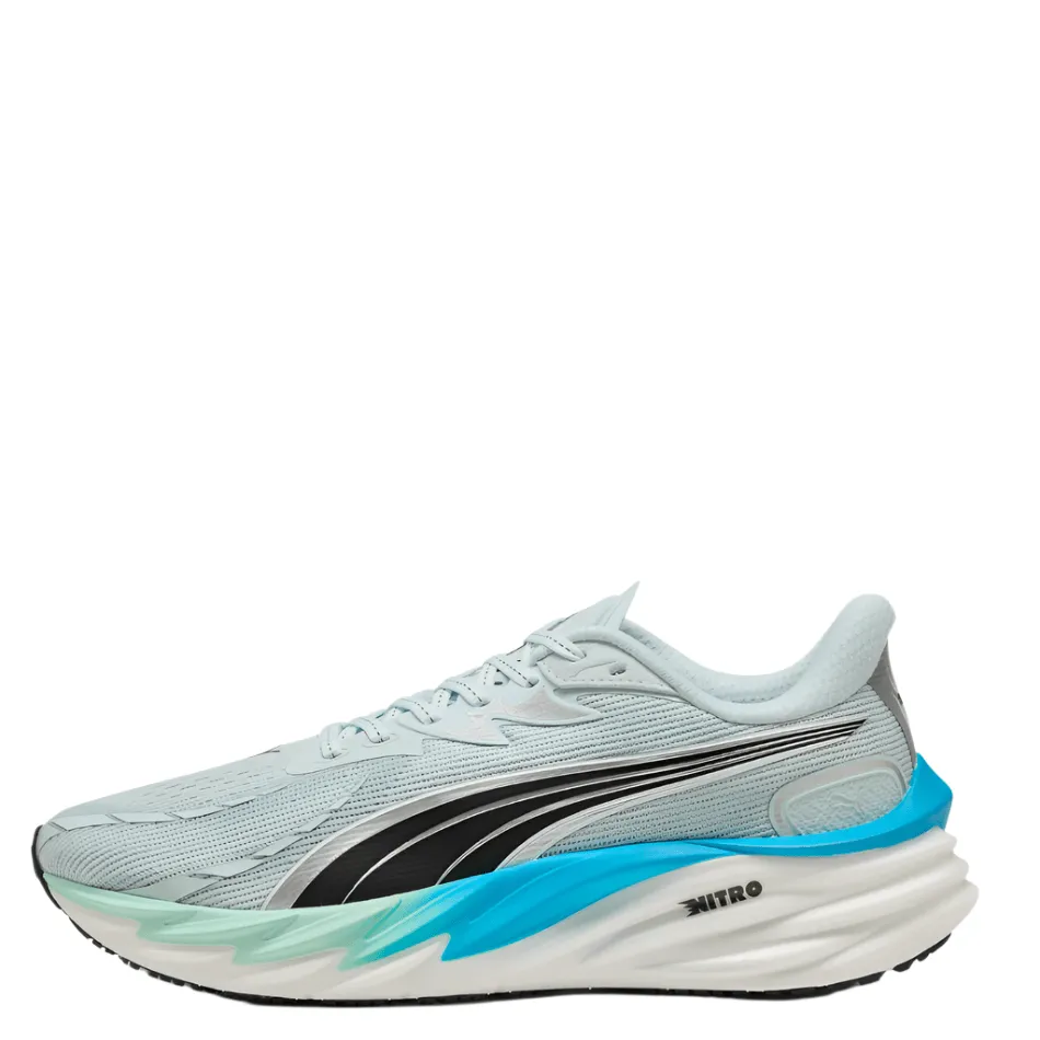 rhinestone - decorated running shoes PUMA Men's Velocity NITRO 4 Running Shoes in Sea Glass/Speed Blue AW25