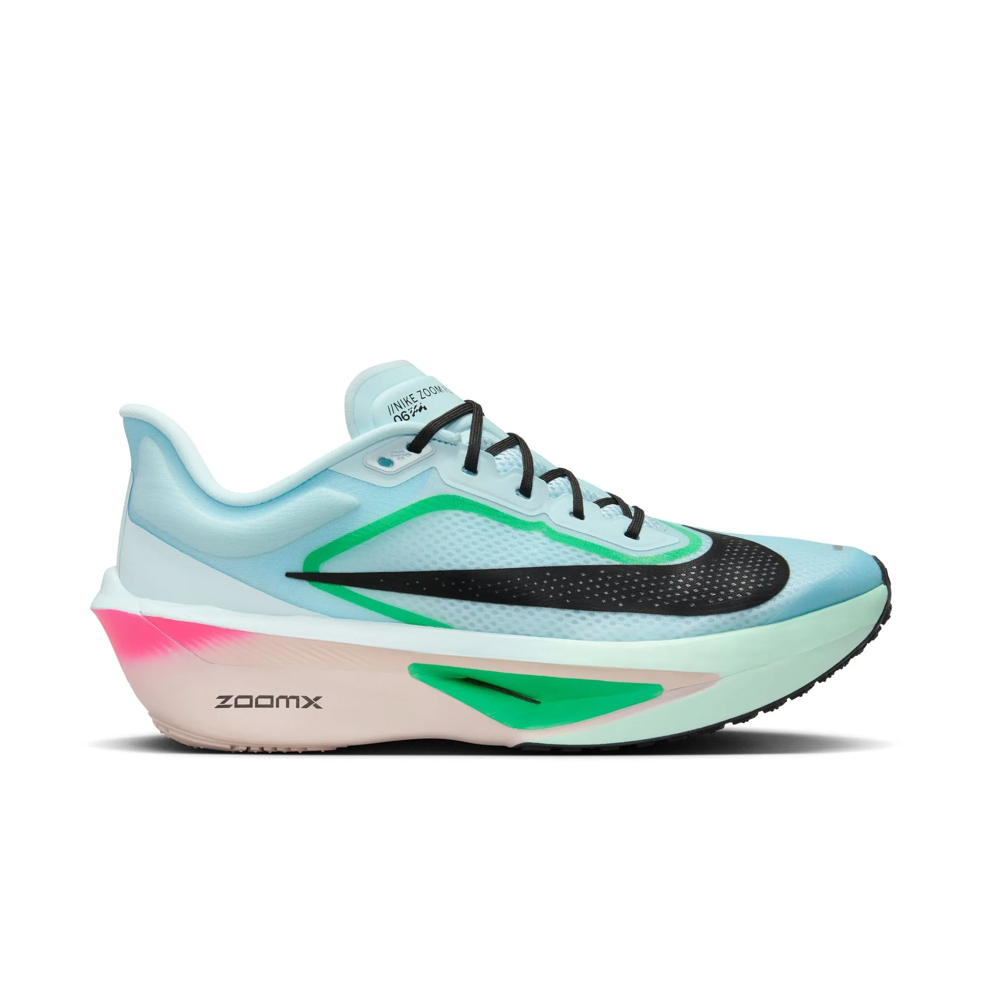 plyometric training running shoes Cushioned Collar Lining Men??s Zoom Fly 6 (402 - Glacier Ice/Black-Hyper Pink-Green Shock)