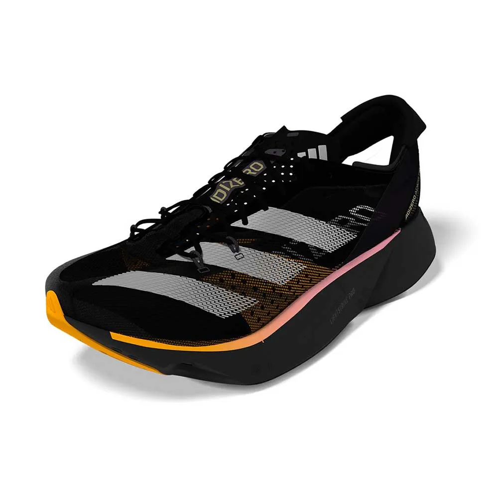 active shoes option Flexible Groove Technology Men's Adizero Adios Pro 3 Running Shoe - Core black/Zero met/Spark - Regular (D)